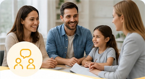 A family meeting with a professional for parent consultation