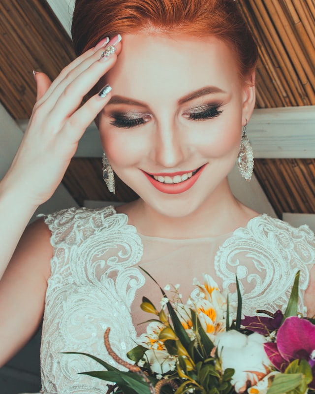 Elegant copper bridal updo