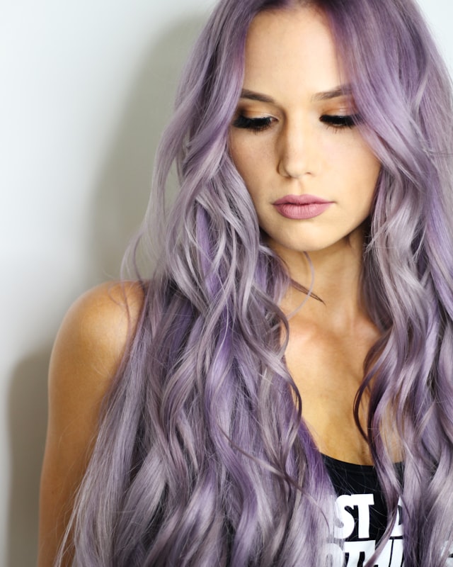Vivid lavender fantasy hair color
