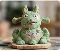 A green clay creature sculpture