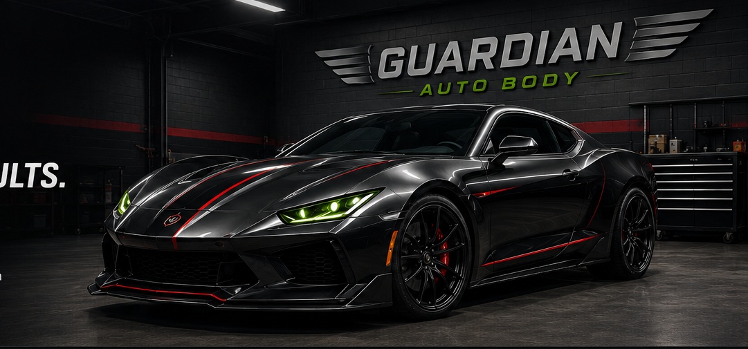 Collision repair — performance car in the Guardian shop