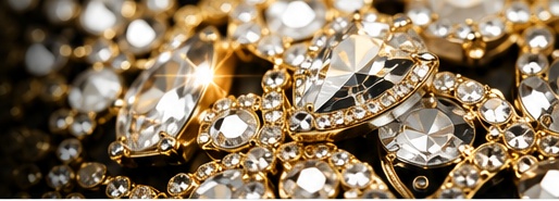 Assorted nail-art crystals in gold tones