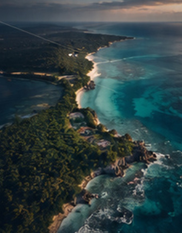 Aerial view of the Belize coastline and barrier reef