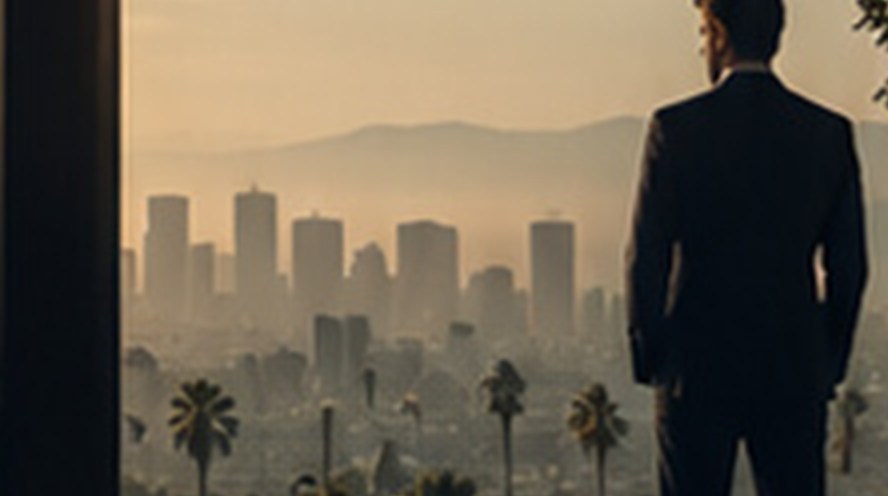 The Los Angeles skyline at dusk
