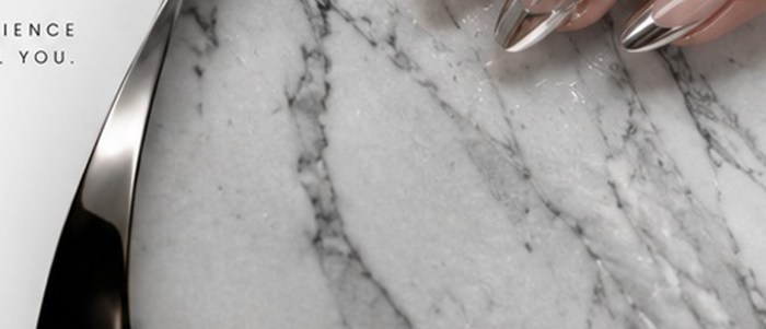 Detail — chrome against white marble
