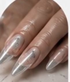 Long almond nails with a chrome finish