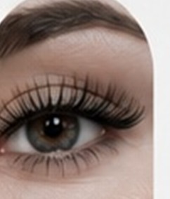 Groomed brow and lash detail