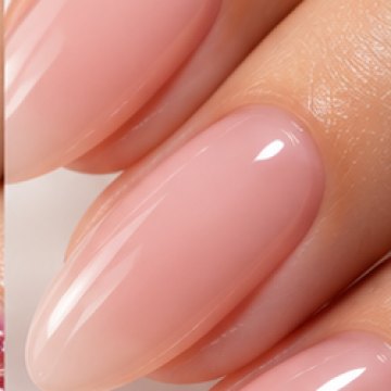 Sheer nude-pink gel nails