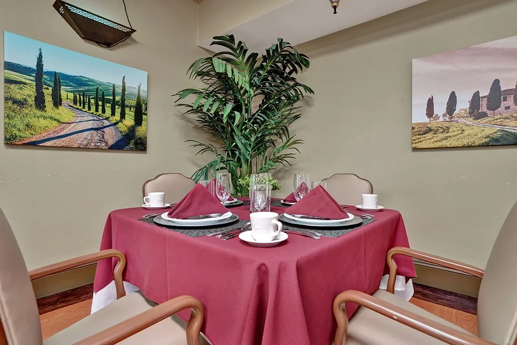 A dining table set for a meal service