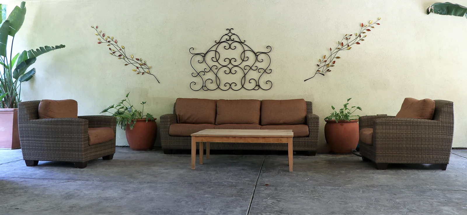 Seating under the covered patio